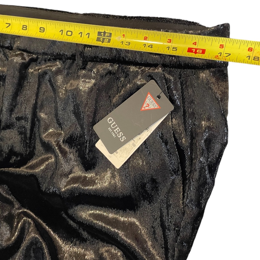 GUESS Women's Jolie High-Rise Velvet Cargo Pants Size L Black Satin Cargo Pants - Picture 2 of 12